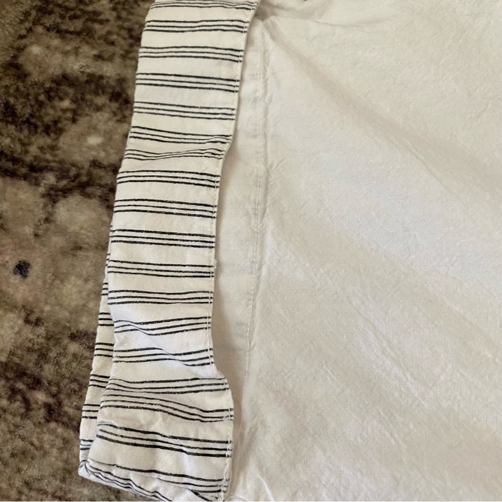 Vintage 80s 90s GITANO Men’s Cotton Button Down White Black Stripe Summer Beach - Picture 4 of 12